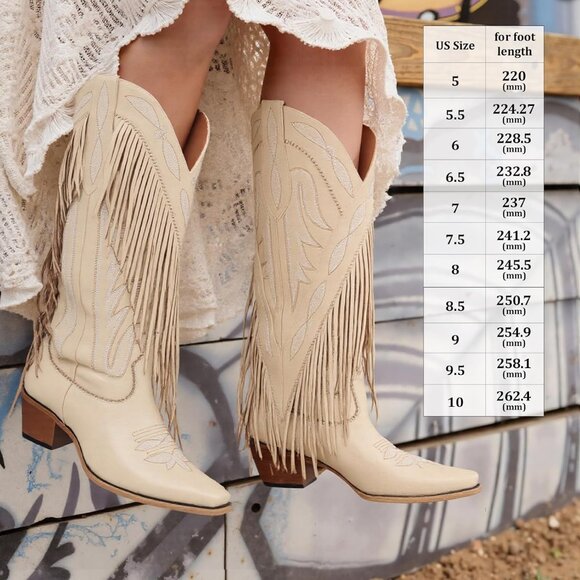 Cowboy Boots for Women Retro Pointed Toe Pull On Block Chunky Heel Embraided - Picture 3 of 8